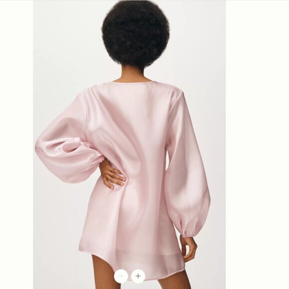 Anthropologie Pink Satin Dress - Picture 4 of 8